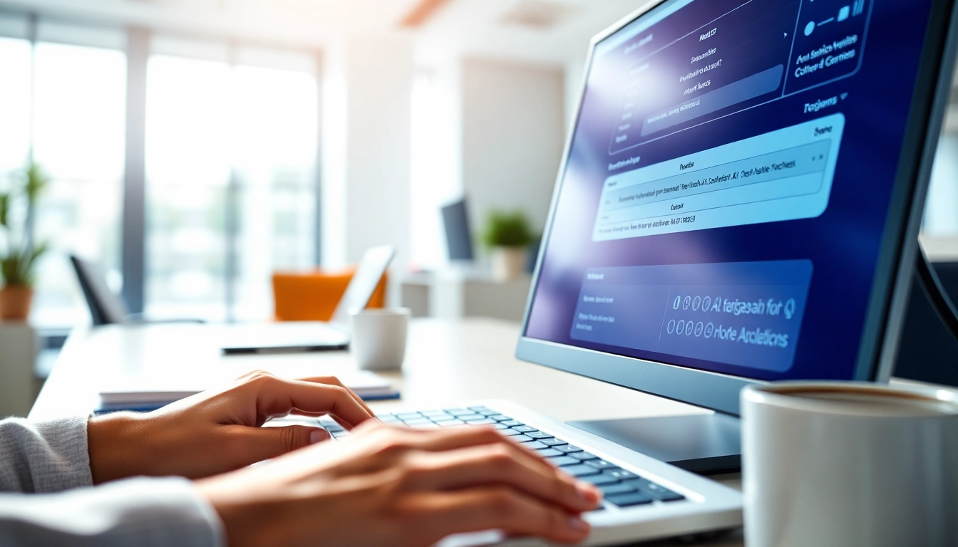 Engaging image of an AI checker application in action on a sleek computer, showcasing functionality.