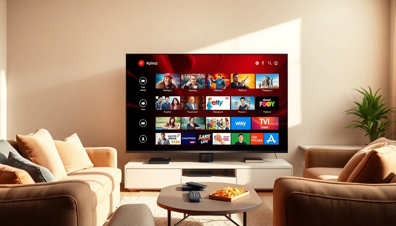 Explore iptv demo account features on a stylish TV in a cozy living room setting.