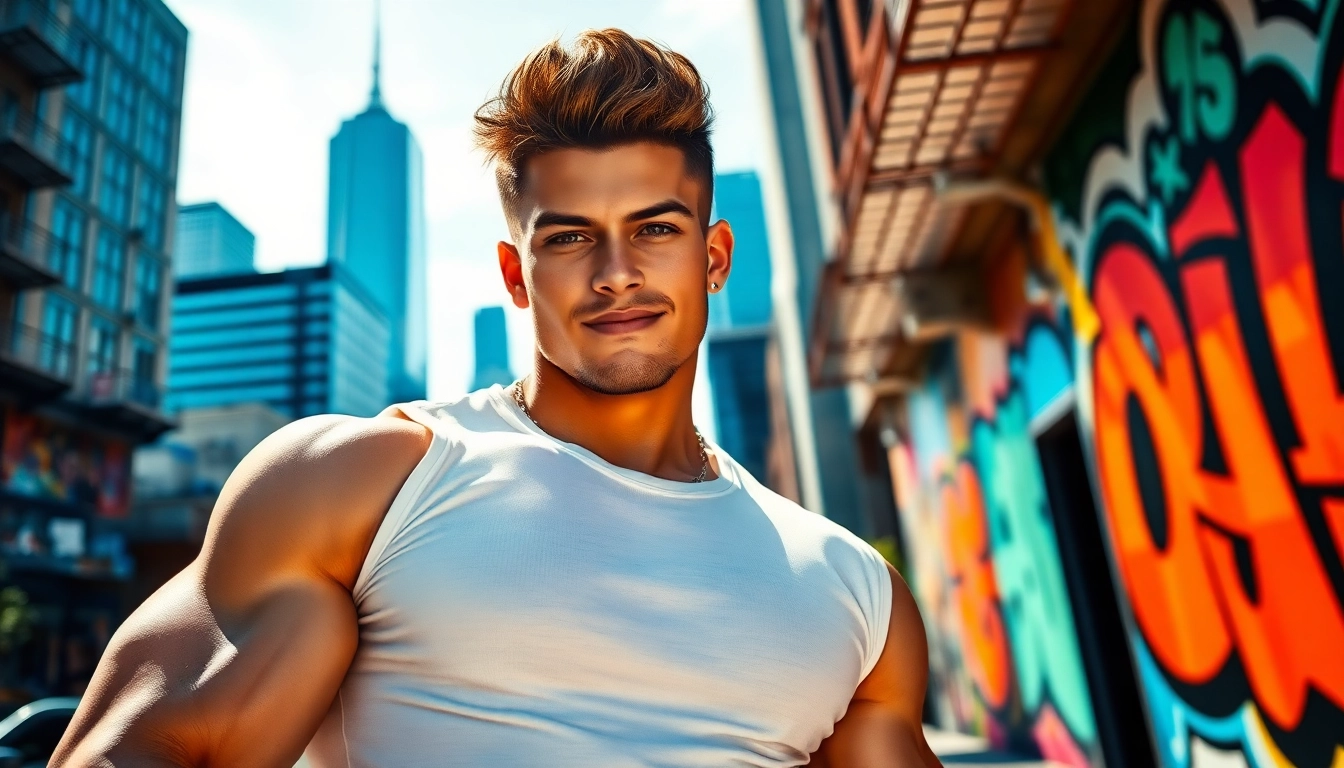 Capture a charismatic based chad 4chan character in an urban setting, showcasing confidence and style.