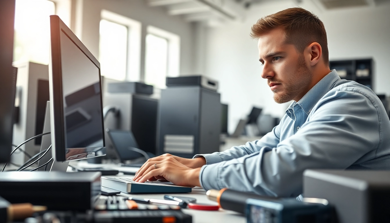 Riparazione computer torino: tecnico esperto che ripara un computer in un ambiente professionale