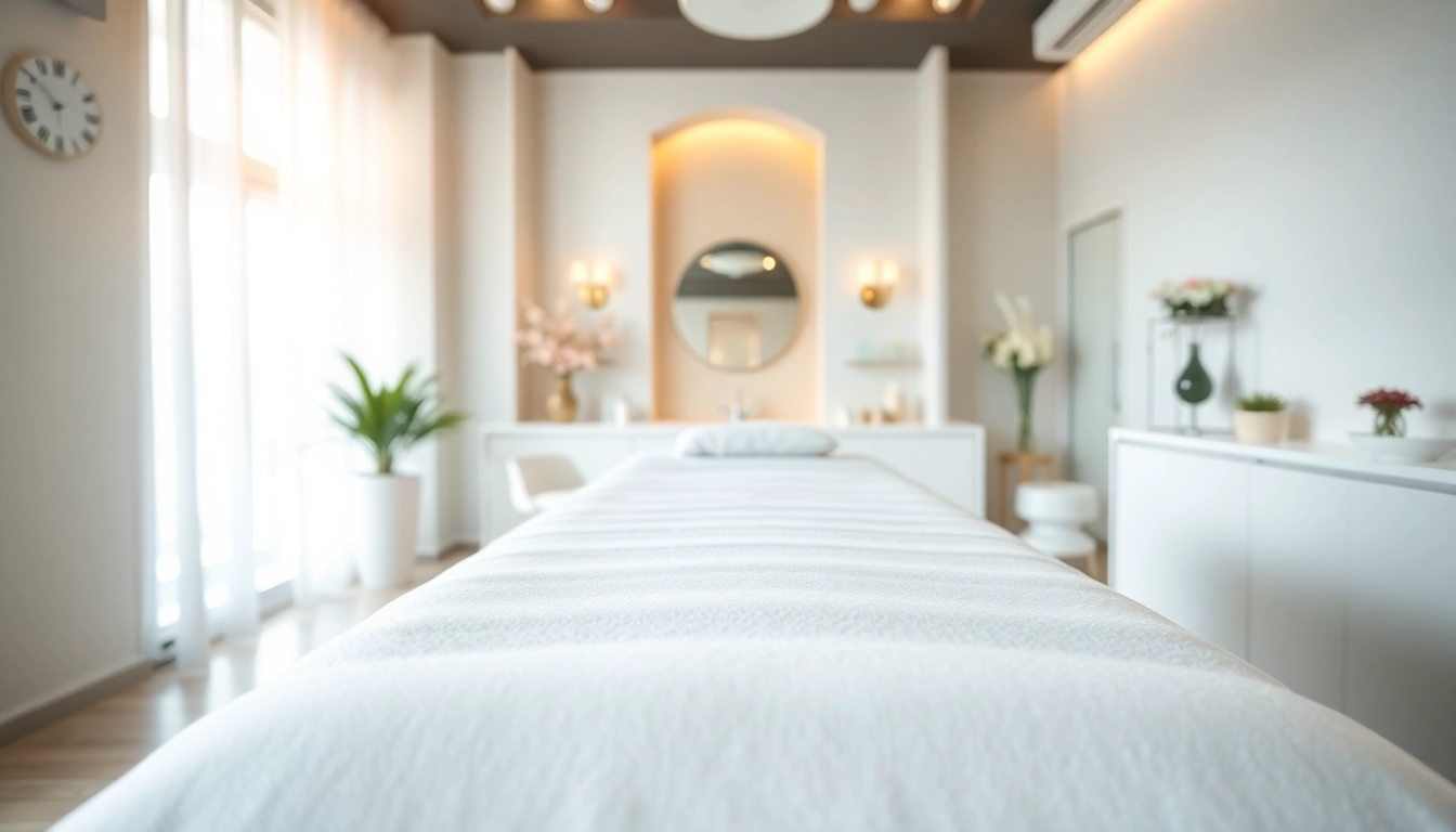 Behandle Kunden auf einer bequemen liege Kosmetik in einem eleganten Salon mit sanftem Licht.
