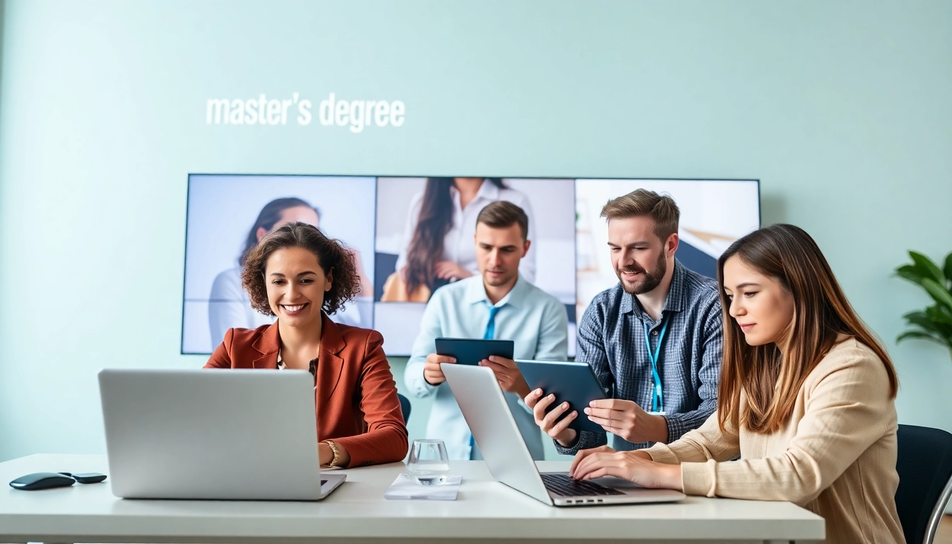 Buy distance learning masters degree with engaged students in a virtual classroom environment.