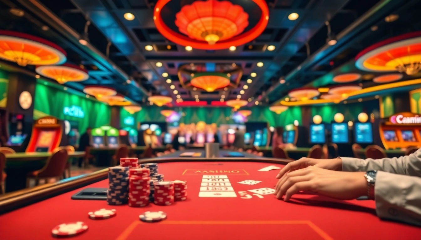 Experience the thrill of live casino gaming with a dynamic dealer and vibrant atmosphere.