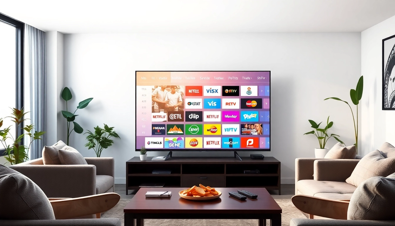 Experience IPTV Subscription USA with modern setup in a cozy living room enjoying various channels.