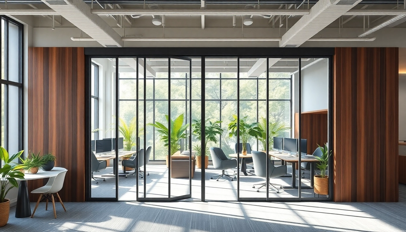 Showcase of a Folding Partition Wall in a modern office transforming workspace flexibility.
