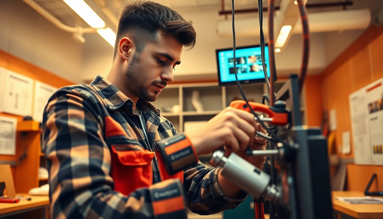 Trade school Knoxville TN classroom with a skilled tradesperson working on electrical circuits.