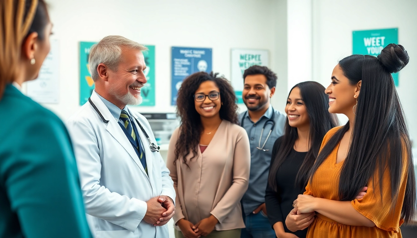 Engaging medical weight loss consultation in a friendly clinic environment with professional support.