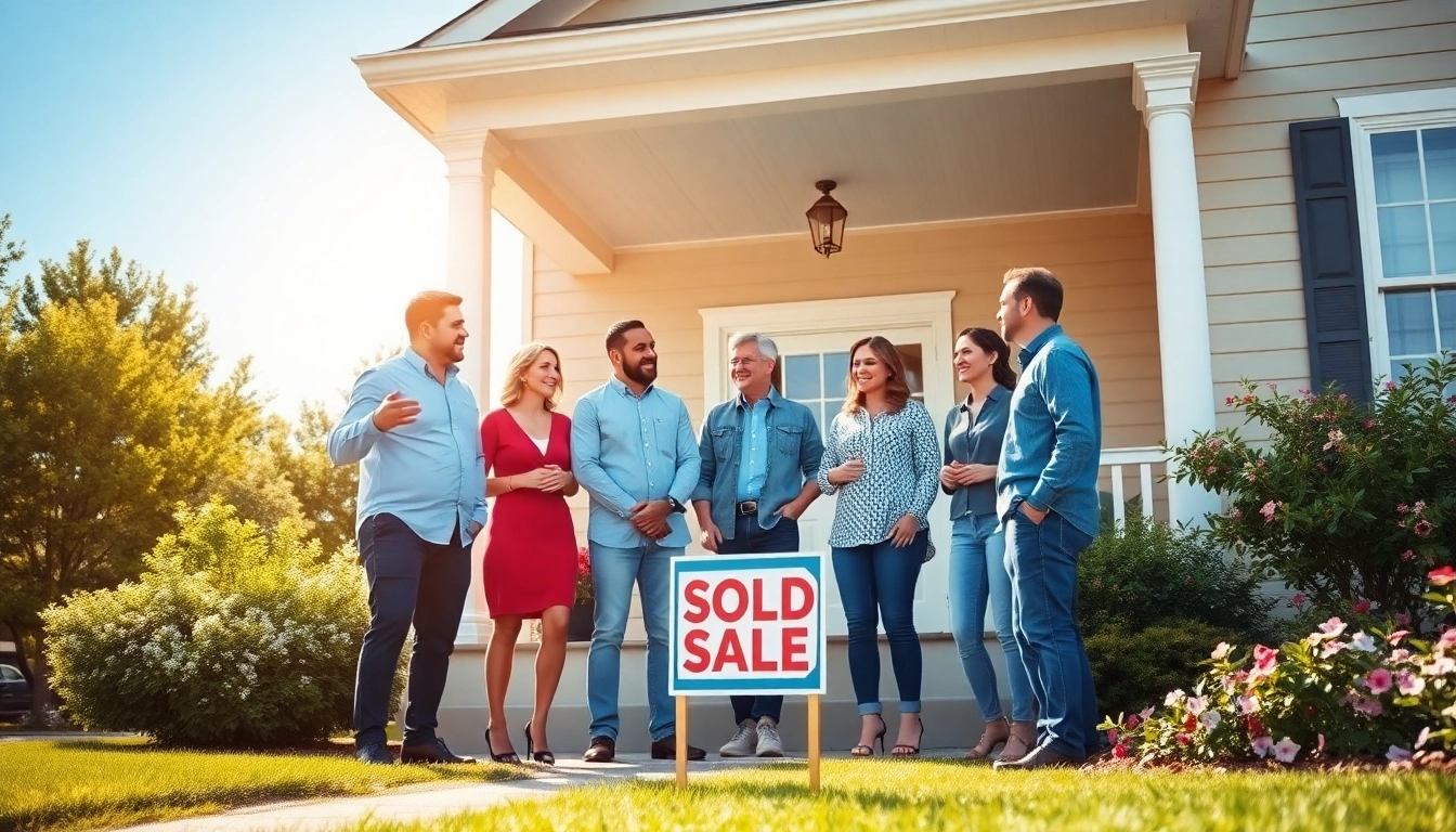 Engaged direct home buyers discussing a property in a friendly, welcoming environment.