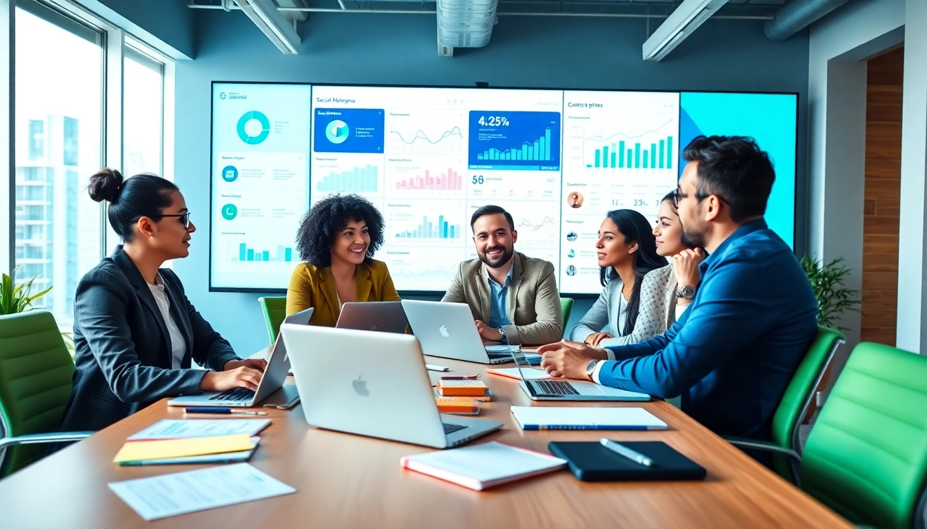 Boost your business with leading social media marketing companies Edmonton, featuring a professional team at work.