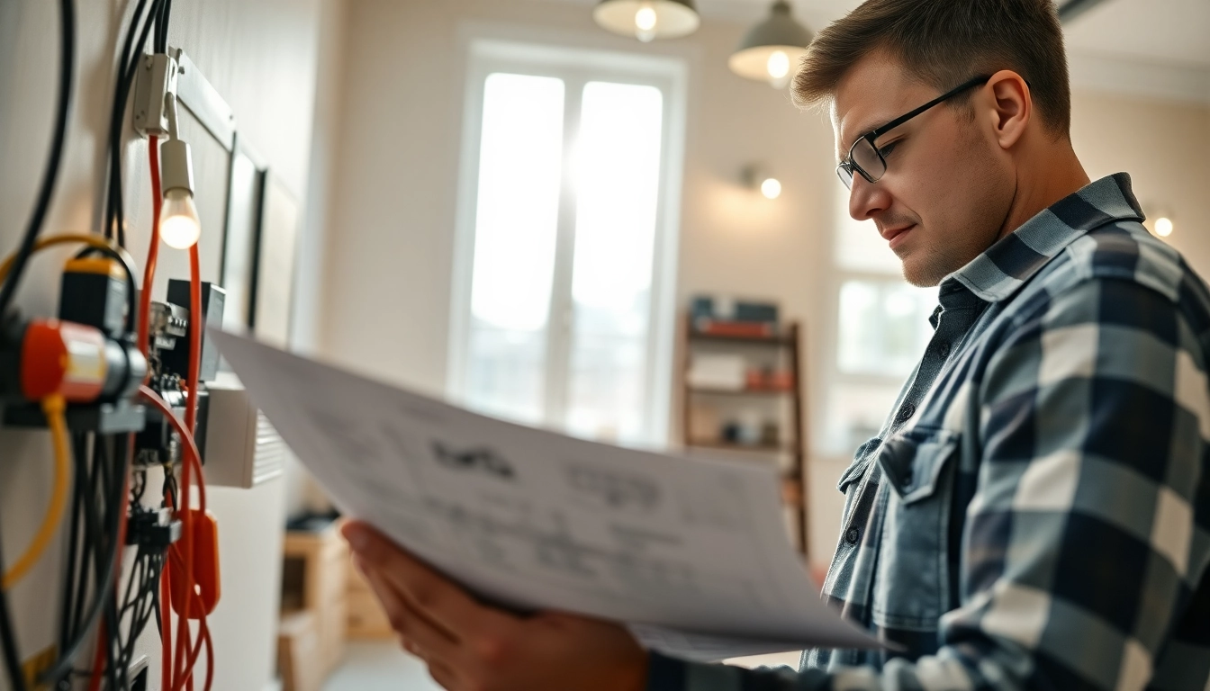 Electrician providing expert Electrical Service in a well-lit residential setting