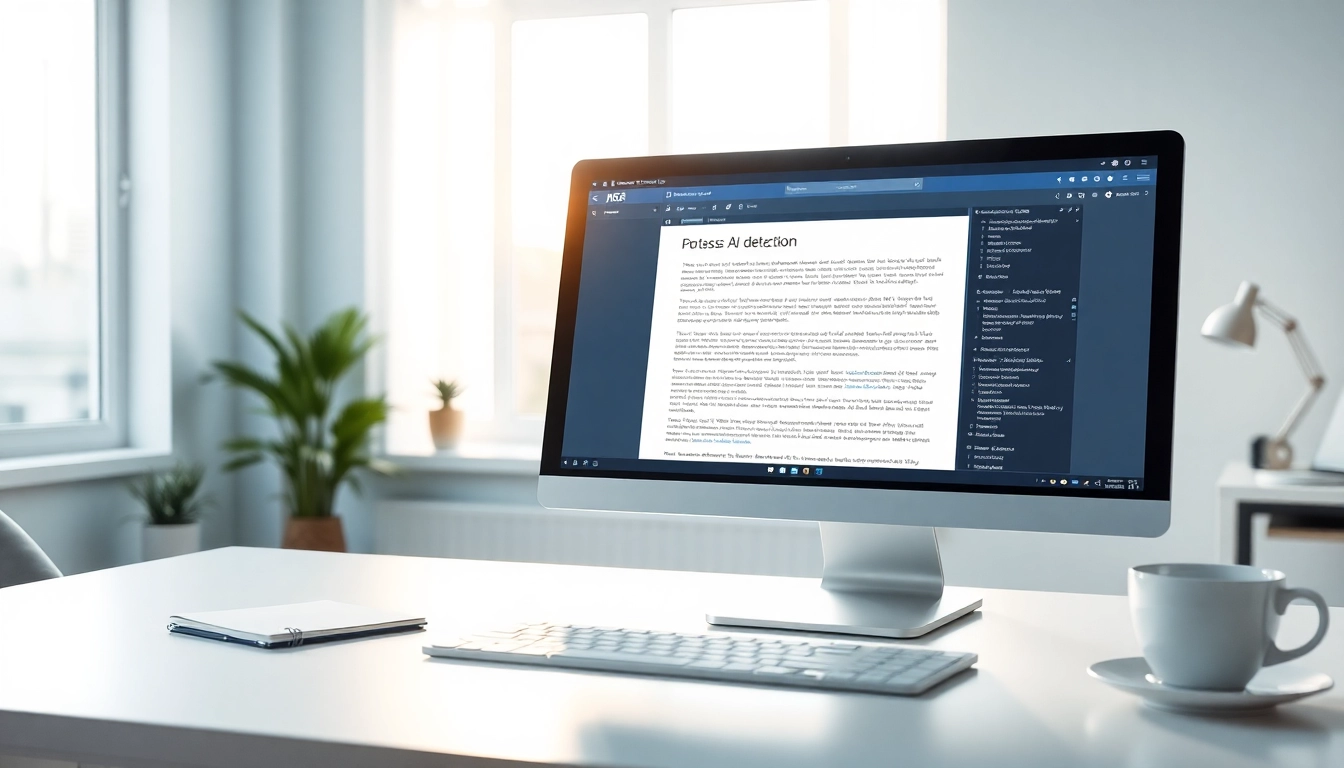 Analyze text using an accurate ai detector in a sleek workspace with natural lighting.