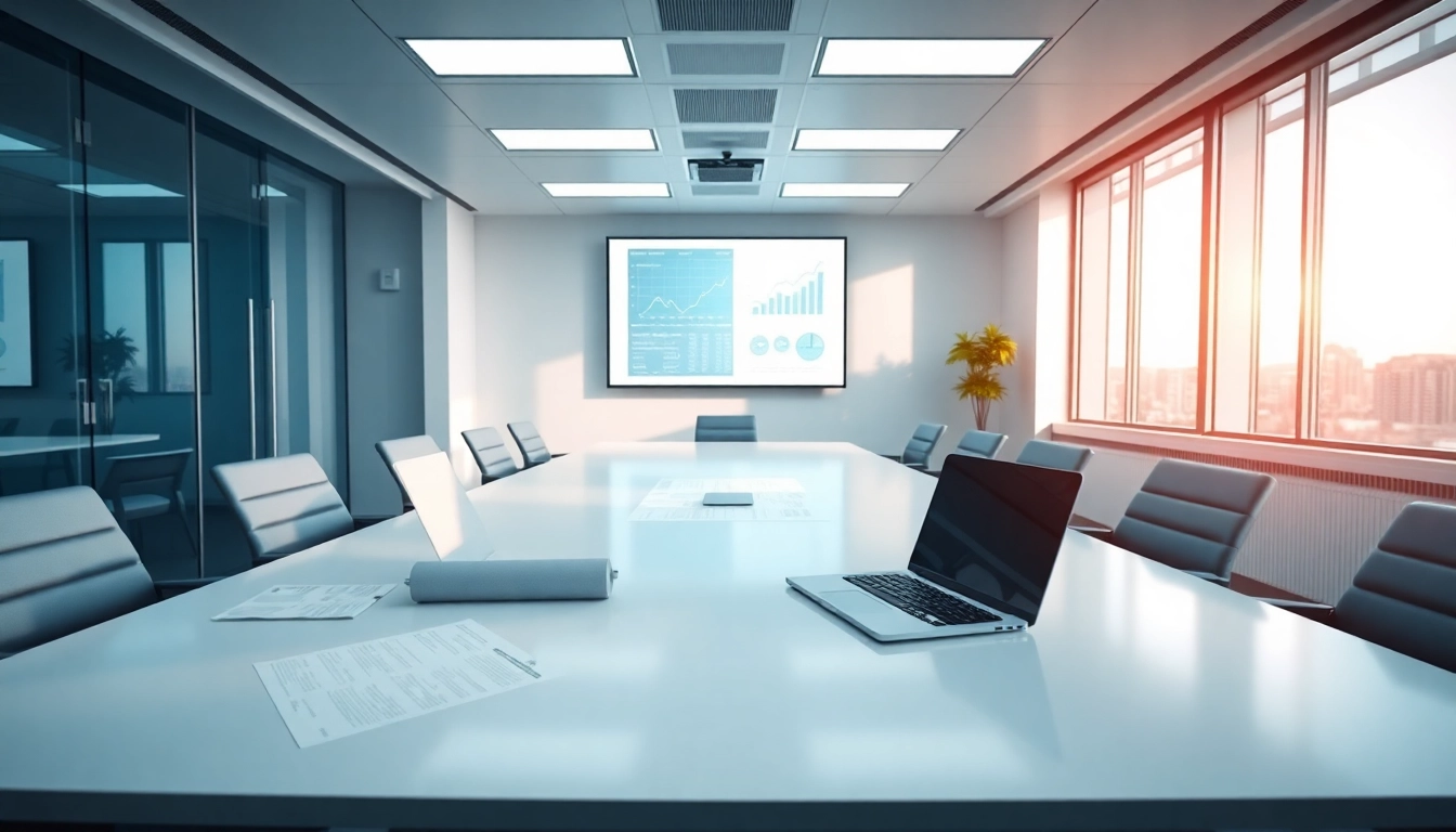 Datenraum mit modernem Büro-Setup und sicherer Datenverwaltung.