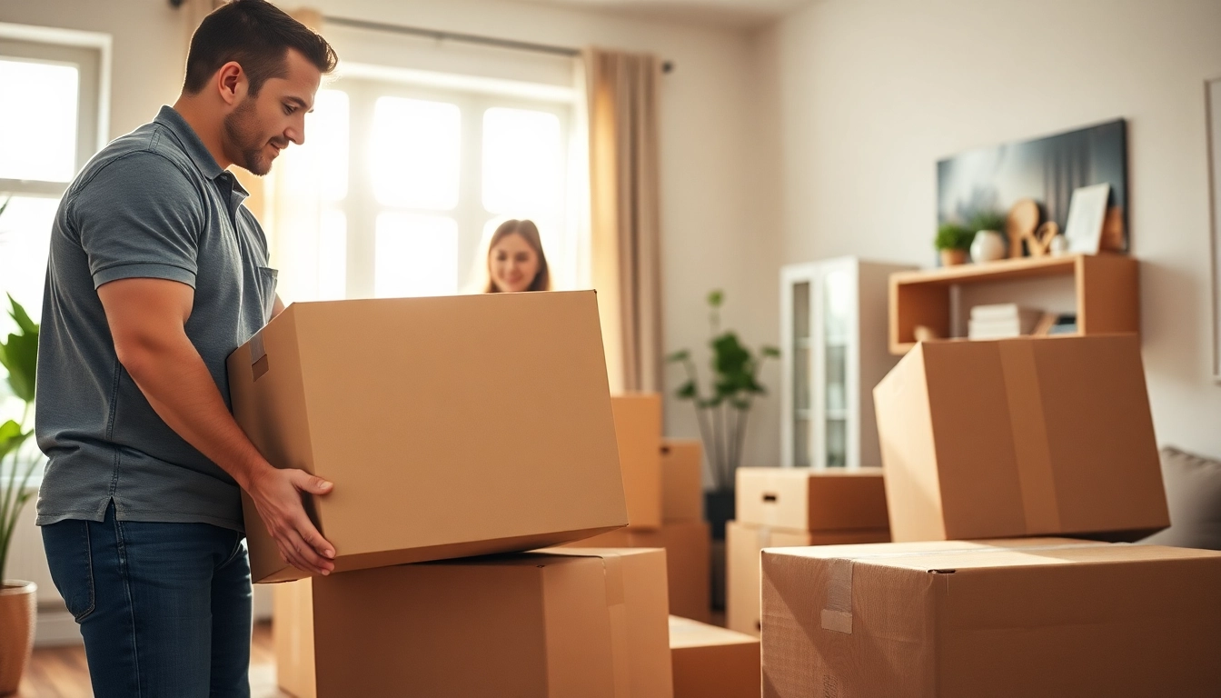 Packing services by a moving company near me demonstrating professional teamwork in action.