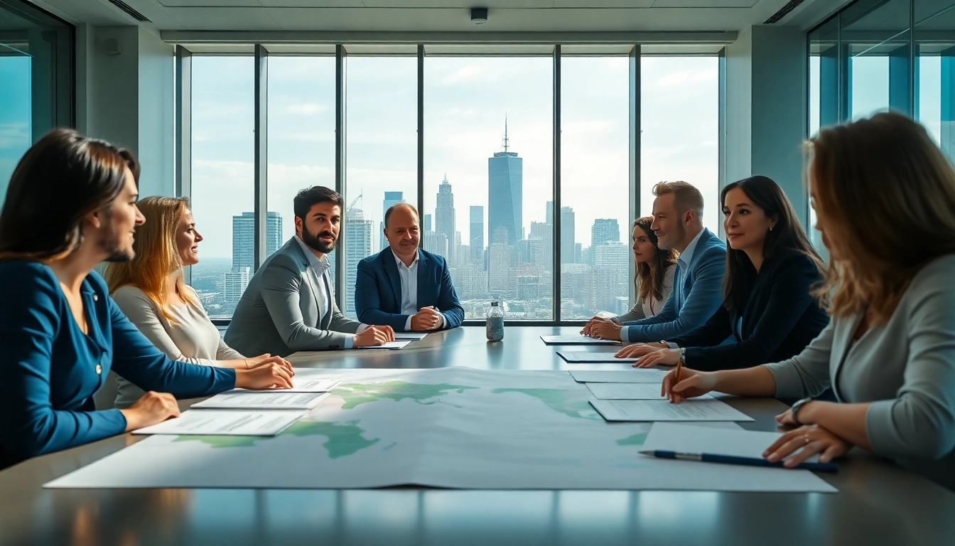 Engaging session offering International real estate advice with diverse experts in a modern office setting.