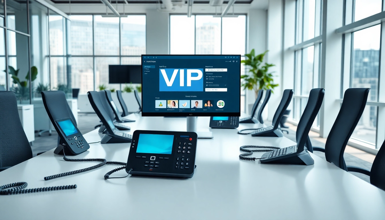 Gebruik van VoIP telefonie in een moderne kantooromgeving met innovatieve apparaten.
