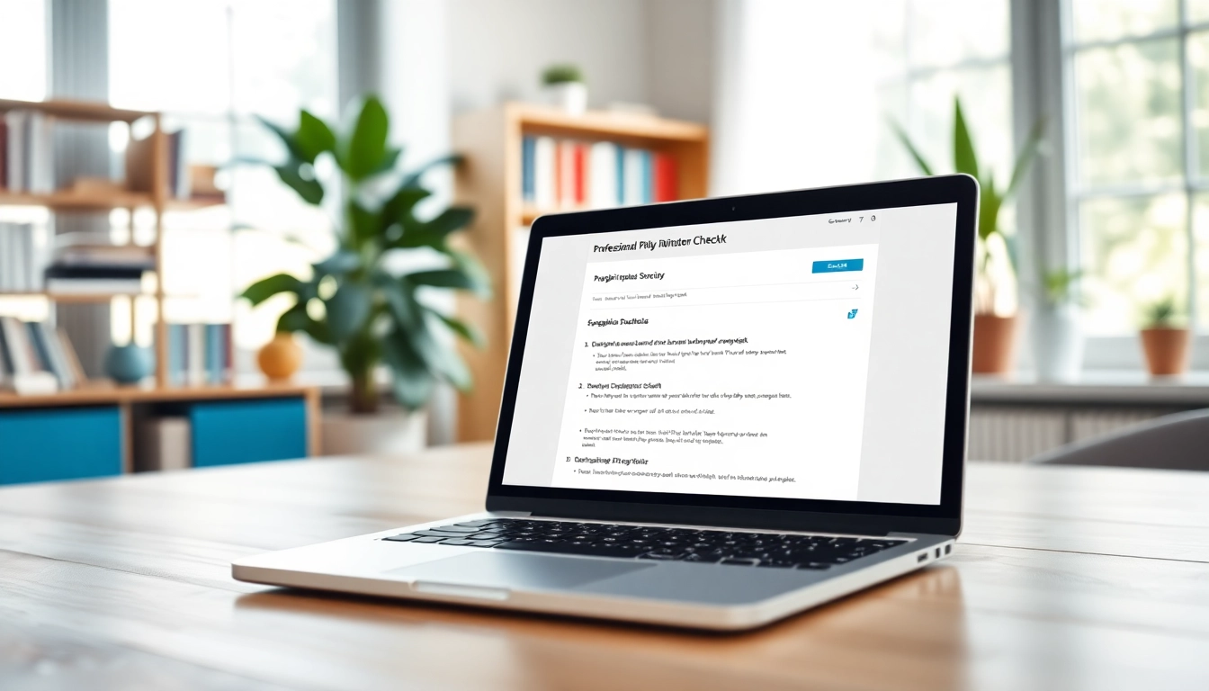Engaging view of a plagiarism checker tool on a laptop screen, showcasing highlighted suggestions.