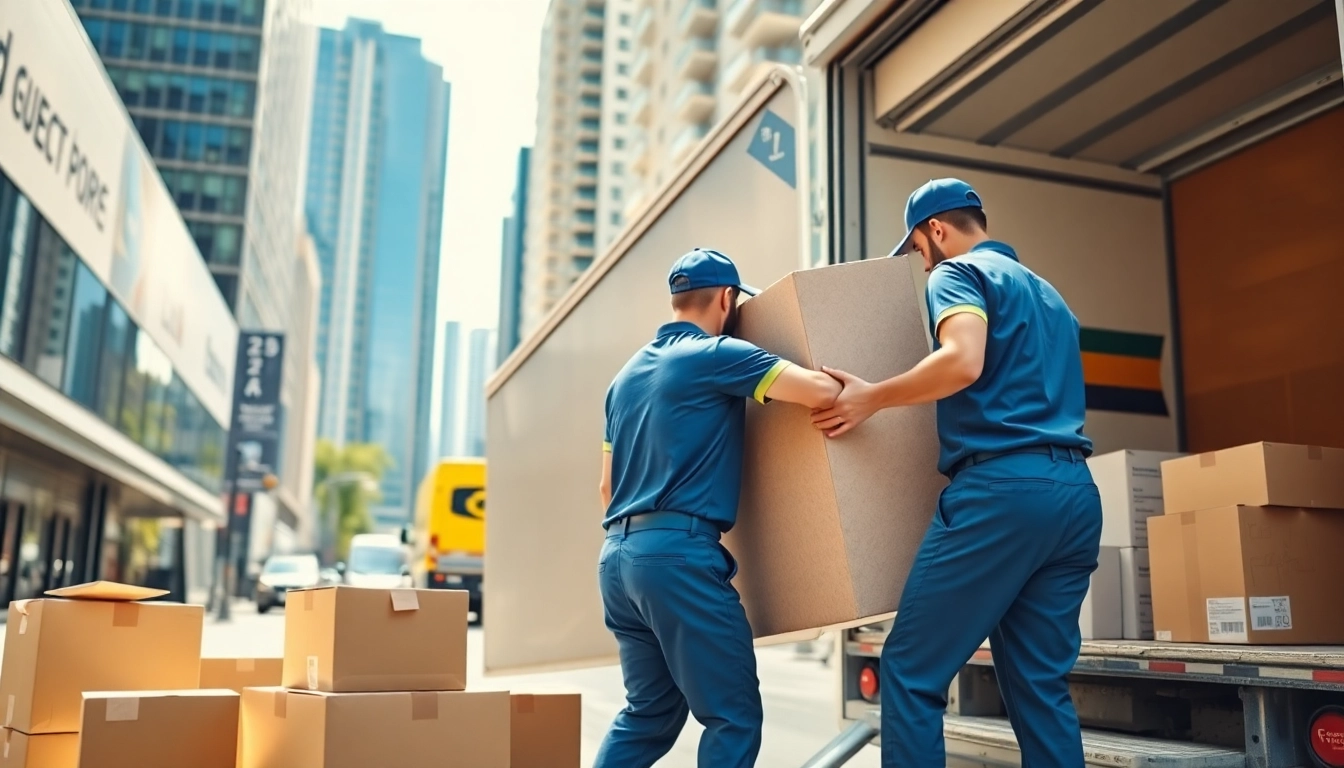 Best Toronto movers efficiently loading furniture into a truck in an urban setting.