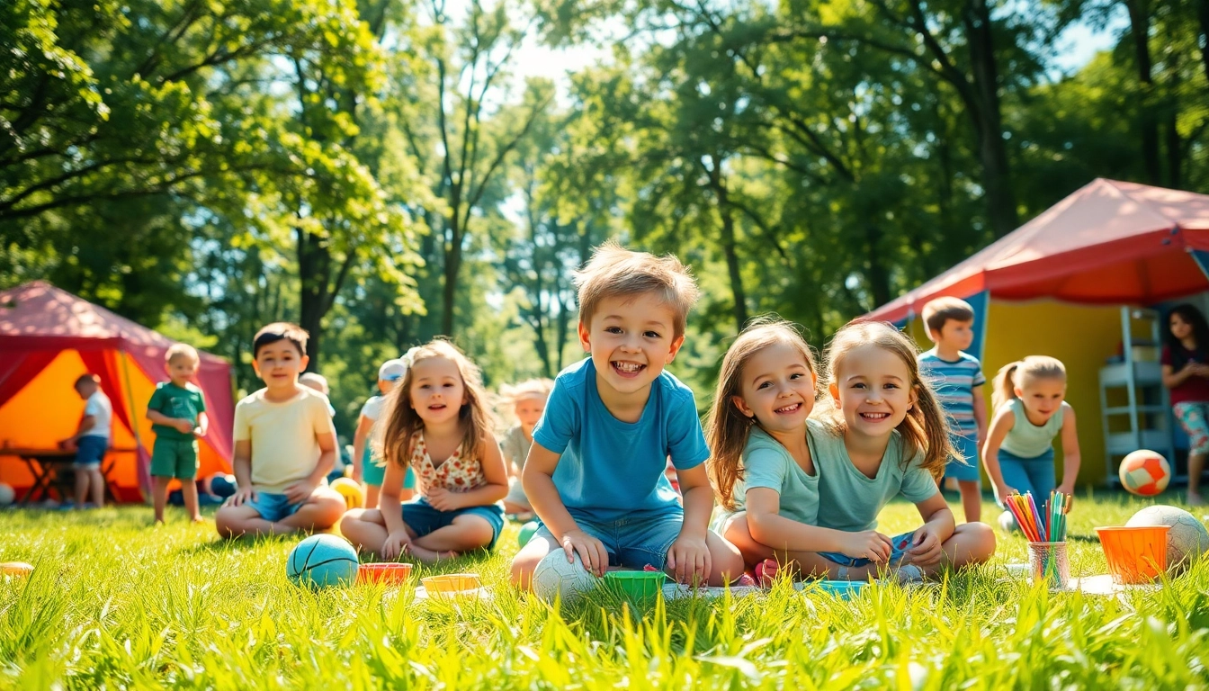 Children engaging in fun activities at holiday camps surrounded by nature.