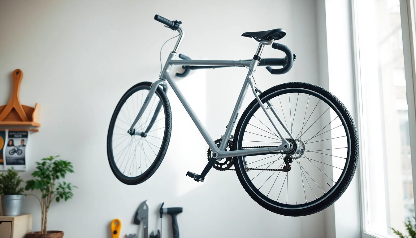 Efficiently mounted bicycle wall hanger showcasing modern design on a clean, minimalistic wall.